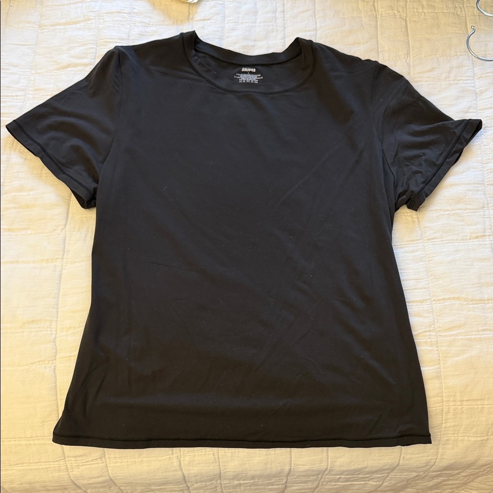 SKIMS Black Crewneck Short Sleeve Tee